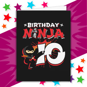 10 Year Old Comic Book Style Ninja 10th Birthday Card