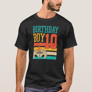 10 Year Old Cute Jumping Spider Birthday Boy Party T-Shirt