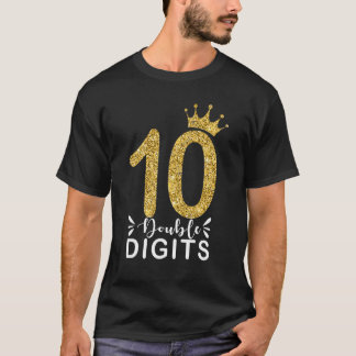 10 Year Old Double Digits 10th Birthday Girls cro T-Shirt