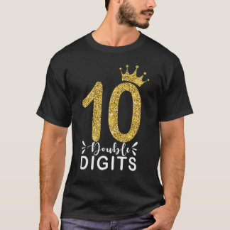 10 Year Old Double Digits 10th Birthday Girls cro T-Shirt