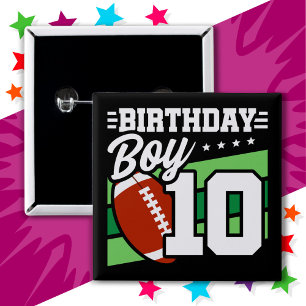 10 Year Old Football Party Theme 10th Birthday Boy 15 Cm Square Badge