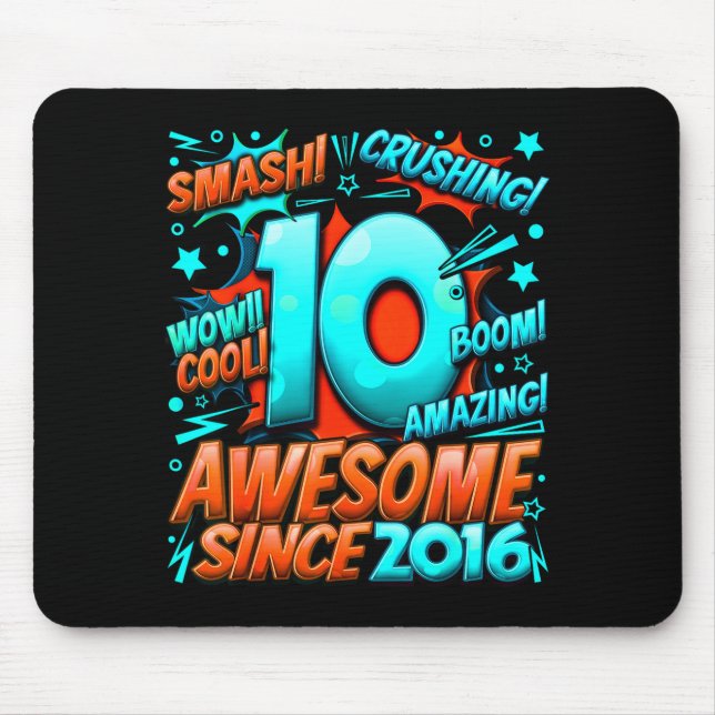 10 Year Old For Boys 10th Birthday Boy 10 Year Old Mouse Mat (Front)