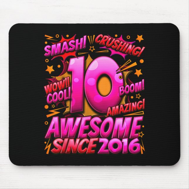 10 Year Old For Boys 10th Birthday Boy 10 Year Old Mouse Mat (Front)