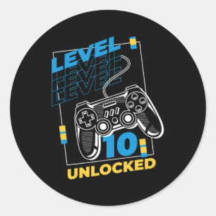 10 Year Old Gamer Gaming 10th Birthday - Level 10 Classic Round Sticker