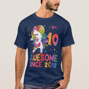 10 Year Old Gifts Girls Teens Dabbing Unicorn 10th T-Shirt