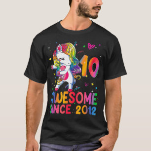 10 Year Old Gifts Girls Teens Dabbing Unicorn 10th T-Shirt