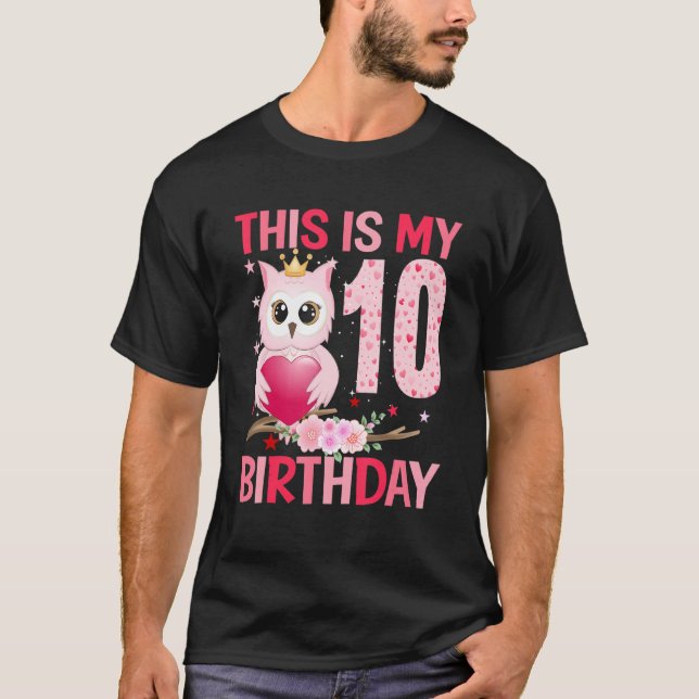 10 Year Old Girl Girls Owls Owl 10th Birthday 2 T-Shirt (Front)