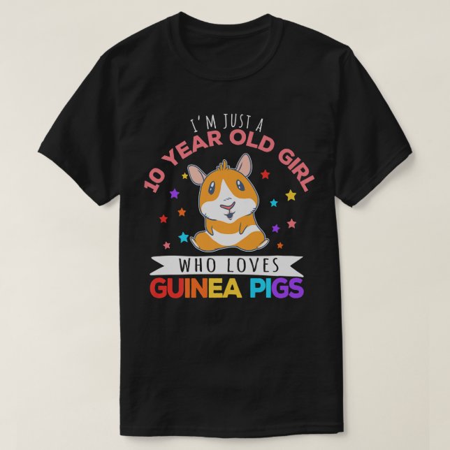 10 Year Old Girl Who Loves Guinea Pigs Lover Wheek T-Shirt (Design Front)