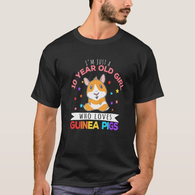 10 Year Old Girl Who Loves Guinea Pigs  Wheek T-Shirt (Front)
