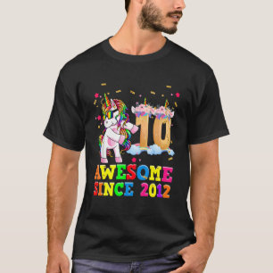 10 Year Old Girls Unicorn Flossing 10th Birthday P T-Shirt