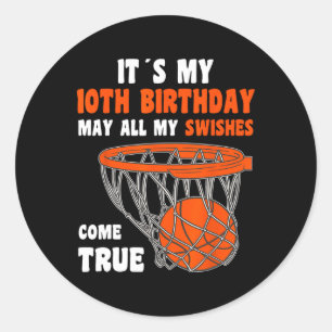 10 Year Old Happy 10th Birthday Basketball 10th Bi Classic Round Sticker