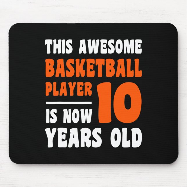 10 Year Old Happy 10th Birthday Basketball 10th Bi Mouse Mat (Front)