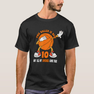 10 Year Old Happy 10th Birthday Basketball 10th Bi T-Shirt