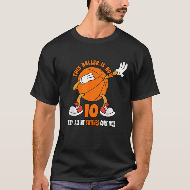 10 Year Old Happy 10th Birthday Basketball 10th Bi T-Shirt (Front)