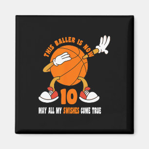 10 Year Old Happy 10th Birthday Bysketbyll 10th Bi Magnet