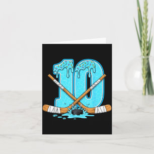 10 Year Old Hockey Ice Cream Drip Youth 10th Birth Card