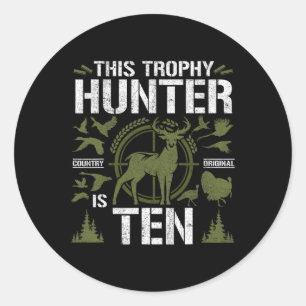 10 Year Old Hunting Birthday Party Deer Hunter 10t Classic Round Sticker
