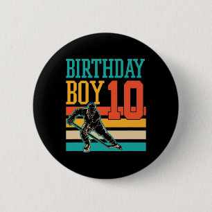 10 Year Old Ice Hockey Themed 10th Birthday Party 6 Cm Round Badge