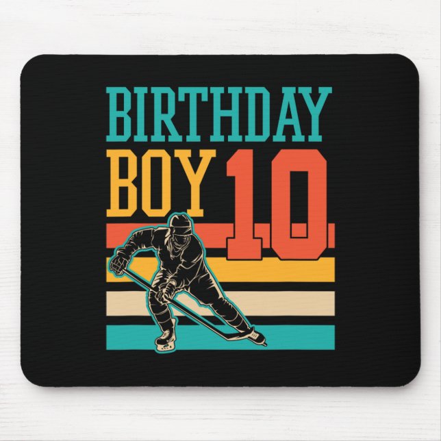 10 Year Old Ice Hockey Themed 10th Birthday Party  Mouse Mat (Front)