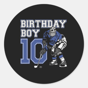 10 Year Old Ice Hockey Themed Birthday Party 10th  Classic Round Sticker
