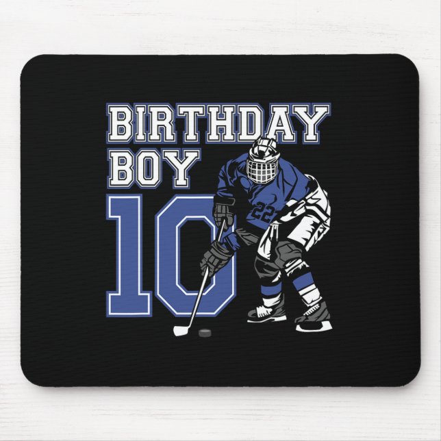 10 Year Old Ice Hockey Themed Birthday Party 10th  Mouse Mat (Front)