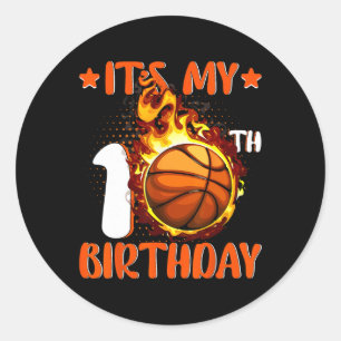 10 Year Old It's My 10th Birthday Basketball  Classic Round Sticker