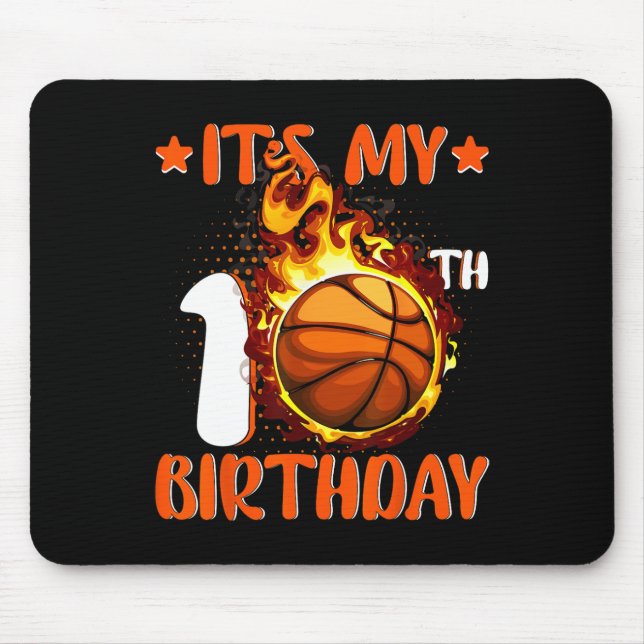 10 Year Old It's My 10th Birthday Basketball  Mouse Mat (Front)