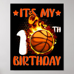 10 Year Old It's My 10th Birthday Basketball Poster