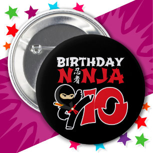 10 Year Old Karate Ninja Party Kids 10th Birthday 6 Cm Round Badge