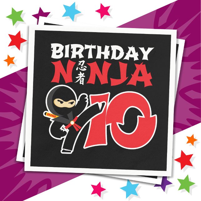 10 Year Old Karate Ninja Party Kids 10th Birthday Napkin (Creator Uploaded)