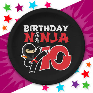 10 Year Old Karate Ninja Party Kids 10th Birthday Paper Plate