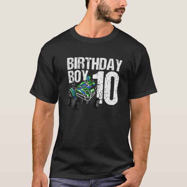 10 Year Old Quad Birthday Party ATV 4 Wheeler 10Th T-Shirt (Front)