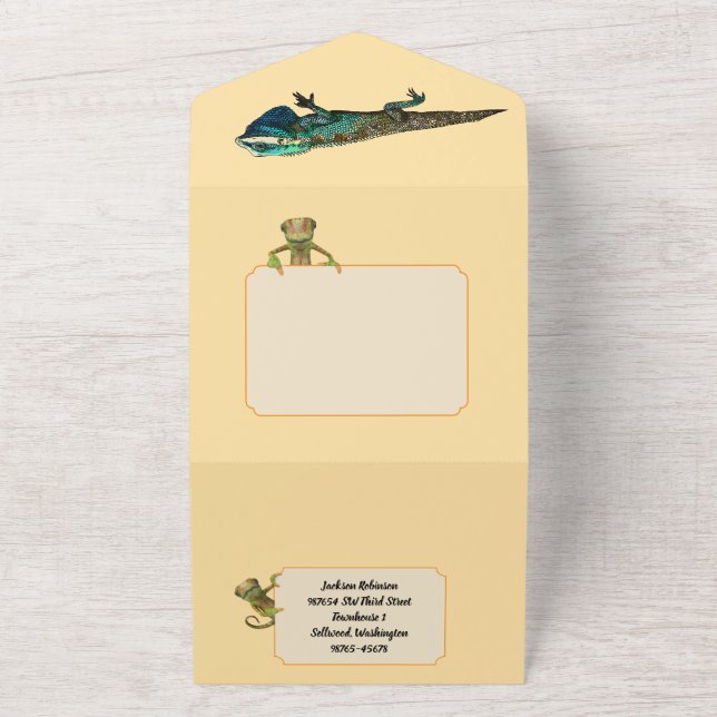 10 year old Reptile Park Birthday  All In One Invitation (Outside)