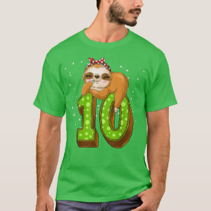 10 Year Old Sloth 10th Birthday Girl Party Cute Sl T-Shirt