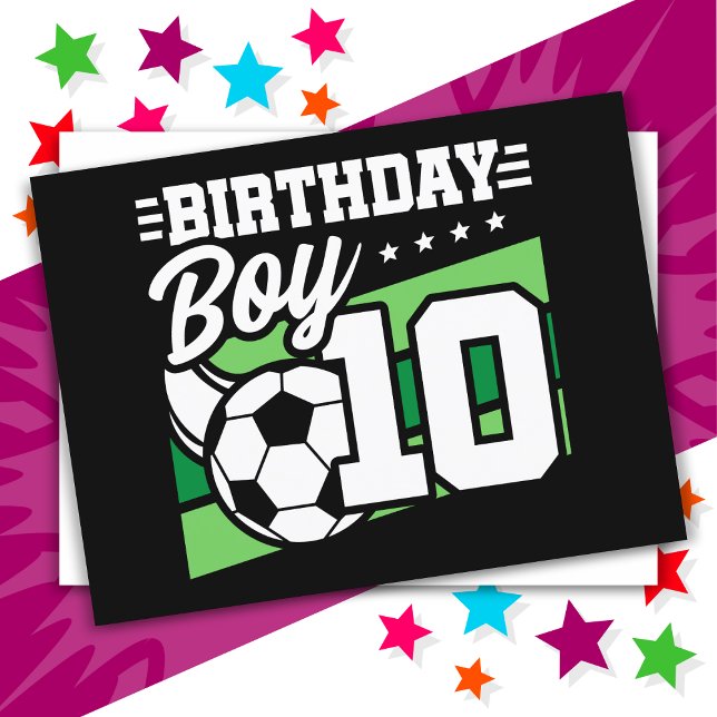 10 Year Old Soccer Football Kids 10th Birthday Boy Postcard (Creator Uploaded)