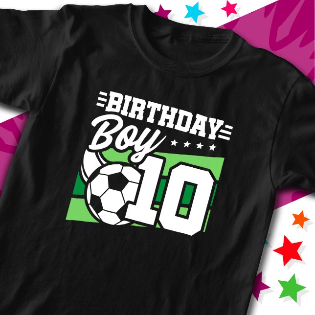 10 Year Old Soccer Football Kids 10th Birthday Boy T-Shirt (Creator Uploaded)