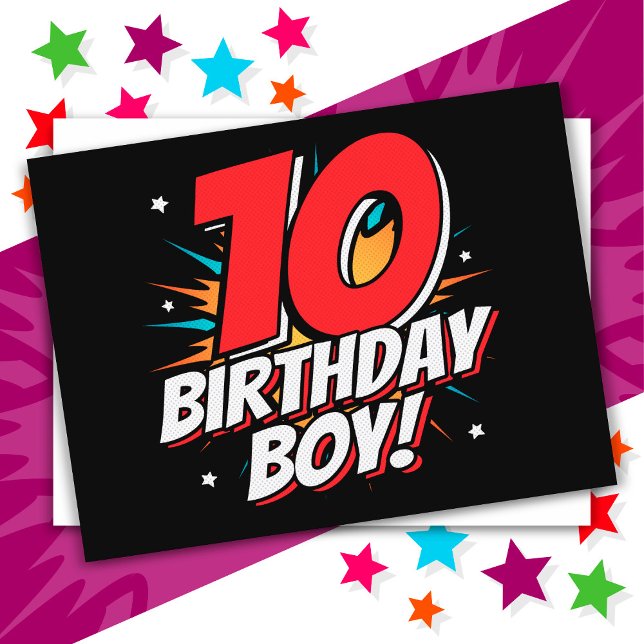 10 Year Old Superhero Birthday Boy 10th Birthday Postcard (Creator Uploaded)