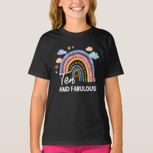 10 Year Old Ten And Fabulous 10th Birthday Rainbow T-Shirt
