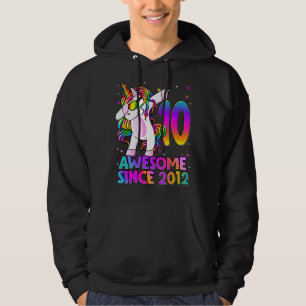 10 Year Old Unicorn Dabbing 10th Birthday Girl Uni Hoodie