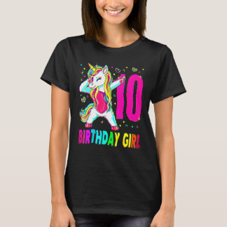 10 Year Old Unicorn Dabbing 10th Birthday Girl Uni T-Shirt