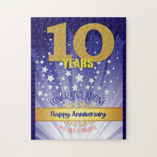 10 Year Recovery Anniversary Bold Numeral Jigsaw Puzzle