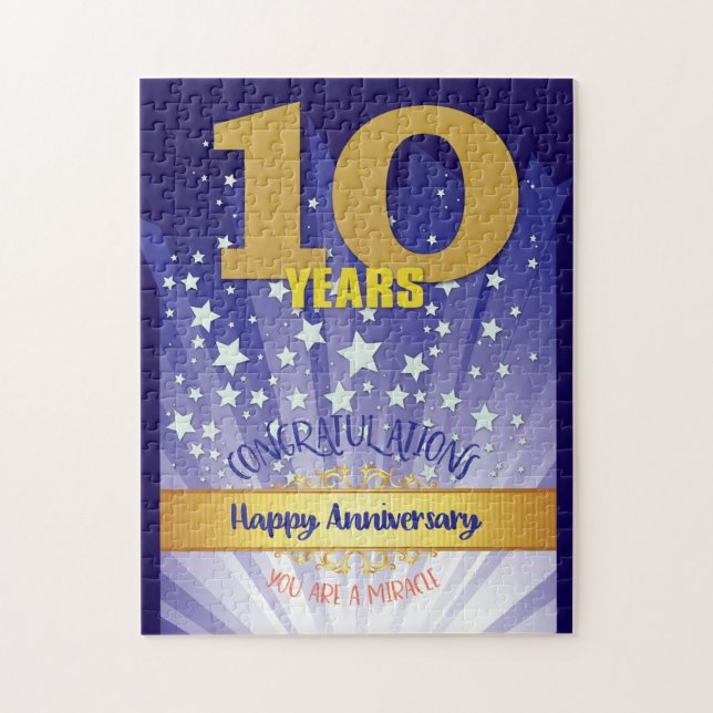 10 Year Recovery Anniversary Bold Numeral Jigsaw Puzzle (Vertical)