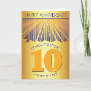 10 Year Sober Anniversary   Golden Ray 12 Step  Card