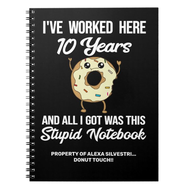 10 Year Work Anniversary 10 Years of Service Notebook (Front)