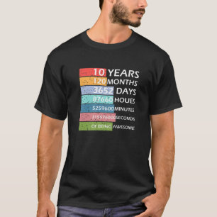 10 Years 120 Months 10Th Birthday Of Being Awesome T-Shirt