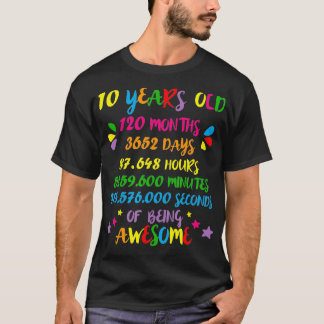 10 Years 120 Months Birthday Math Nerd Geeky Girl  T-Shirt