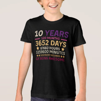 10 Years 120 Months Of Being Awesome 10th Birthday Tri-Blend Shirt