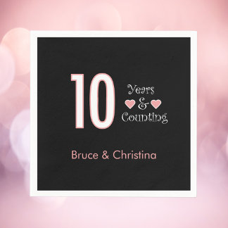10 years and counting anniversary personalise napkin