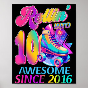 10 Years Awesome Since 2016 Hockey Theme Birthday Poster