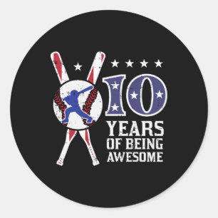 10 Years Being Awesome Bysebyll Flag 10th Birthday Classic Round Sticker